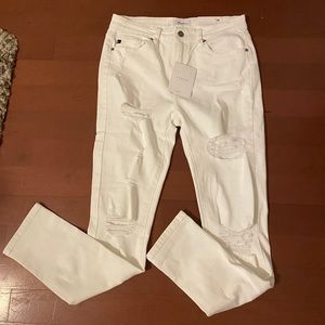 KanCan Distressed White Jeans